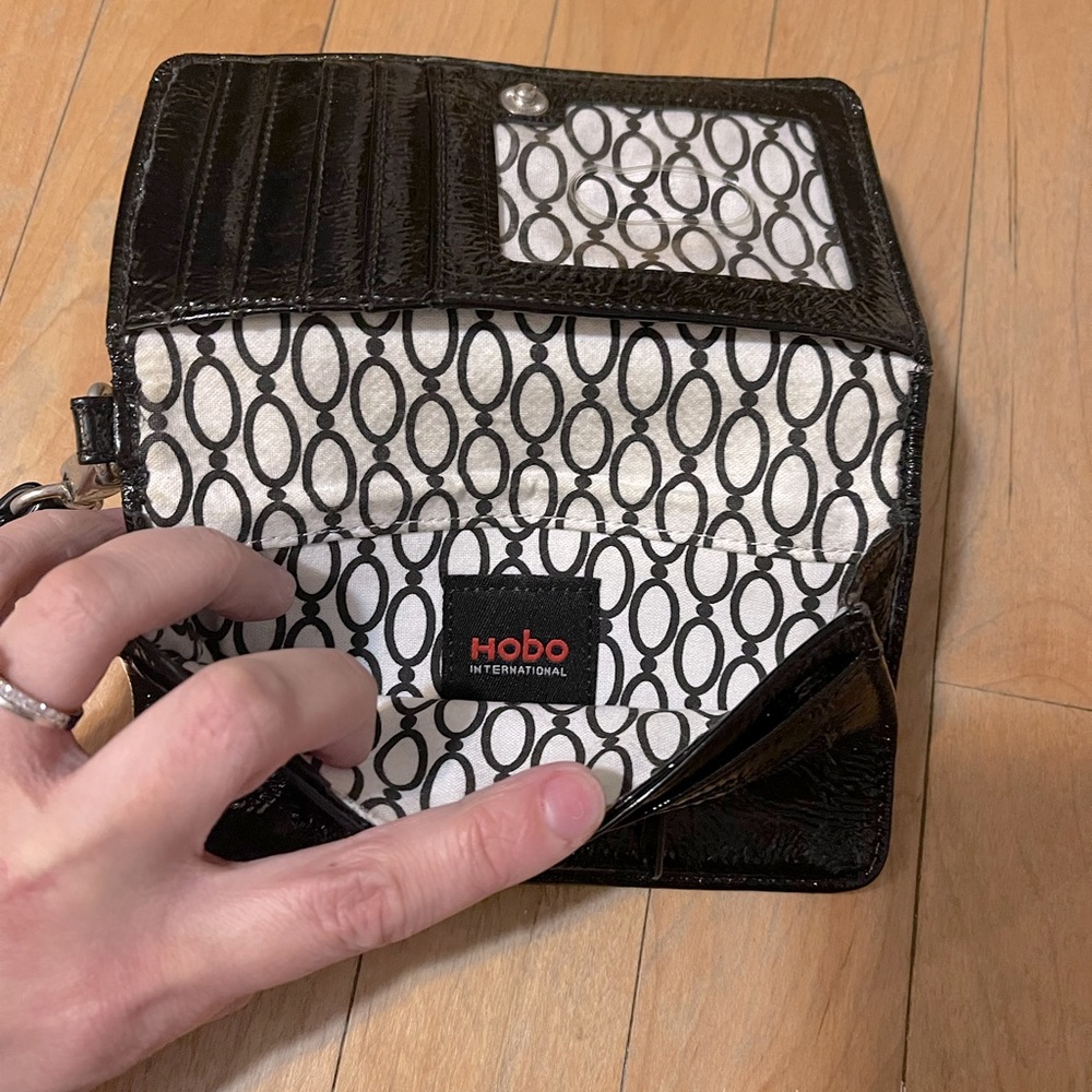 Hobo International Black Patent Wristlet